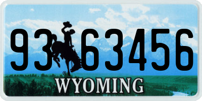 WY license plate 9363456