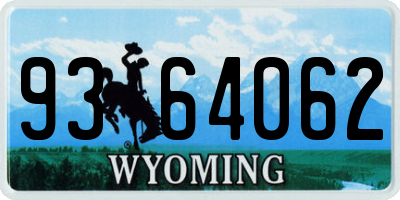 WY license plate 9364062