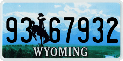 WY license plate 9367932