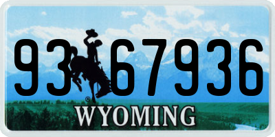 WY license plate 9367936