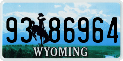 WY license plate 9386964