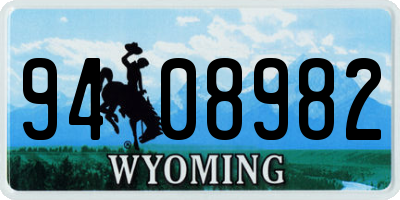 WY license plate 9408982