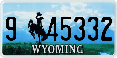 WY license plate 945332