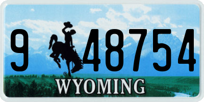 WY license plate 948754