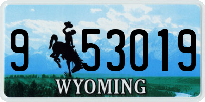 WY license plate 953019