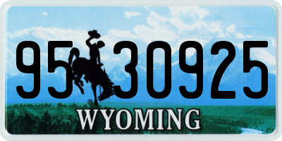 WY license plate 9530925