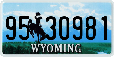 WY license plate 9530981