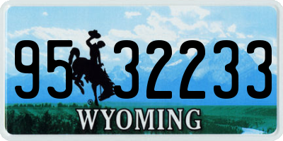 WY license plate 9532233