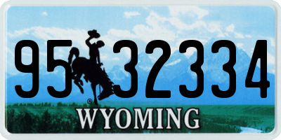 WY license plate 9532334