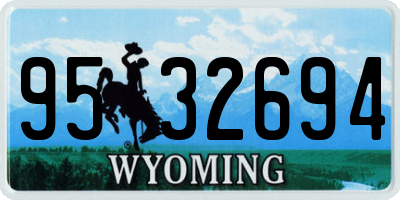 WY license plate 9532694