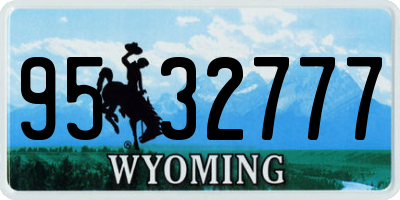 WY license plate 9532777