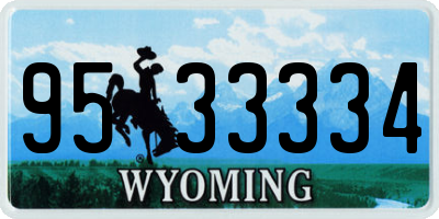 WY license plate 9533334