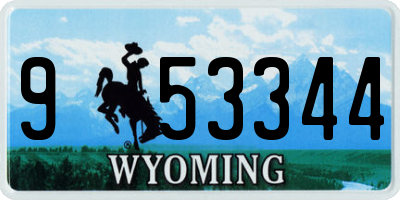 WY license plate 953344