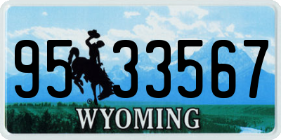 WY license plate 9533567