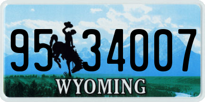 WY license plate 9534007