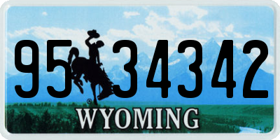 WY license plate 9534342