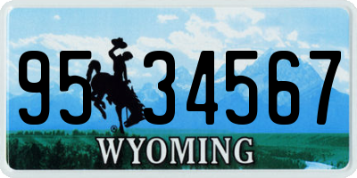 WY license plate 9534567