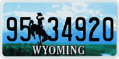 WY license plate 9534920