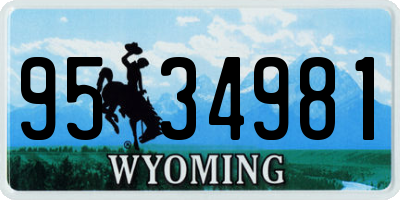 WY license plate 9534981
