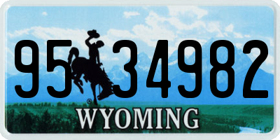 WY license plate 9534982
