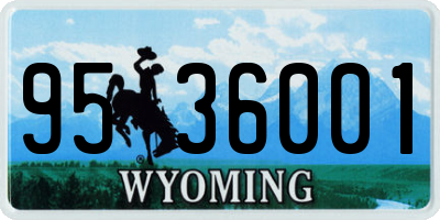 WY license plate 9536001