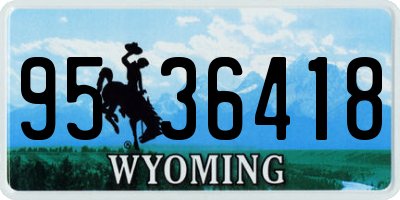 WY license plate 9536418