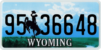 WY license plate 9536648