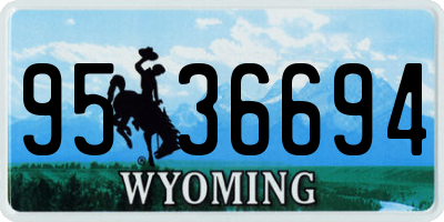 WY license plate 9536694