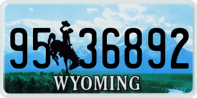 WY license plate 9536892