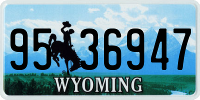 WY license plate 9536947