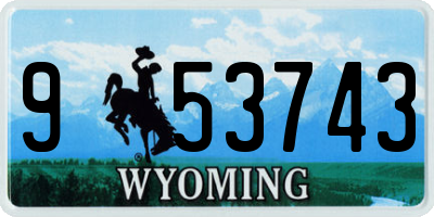 WY license plate 953743