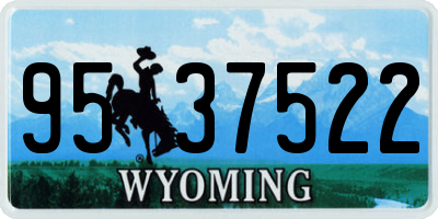 WY license plate 9537522