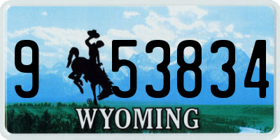 WY license plate 953834