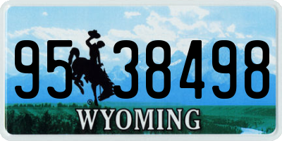 WY license plate 9538498