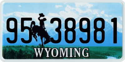 WY license plate 9538981
