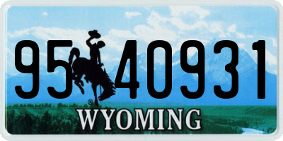 WY license plate 9540931