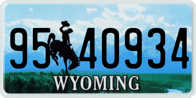 WY license plate 9540934