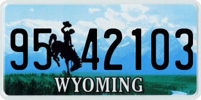 WY license plate 9542103