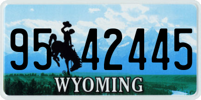 WY license plate 9542445