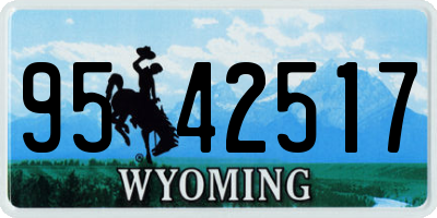 WY license plate 9542517