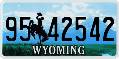 WY license plate 9542542