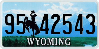 WY license plate 9542543