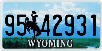 WY license plate 9542931
