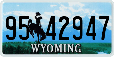 WY license plate 9542947