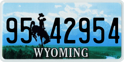 WY license plate 9542954