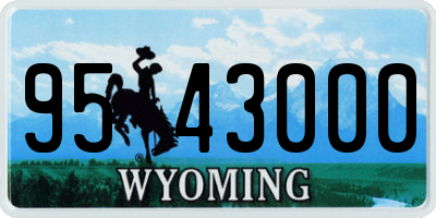 WY license plate 9543000