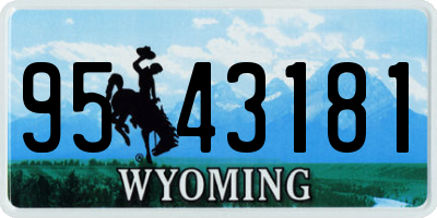WY license plate 9543181