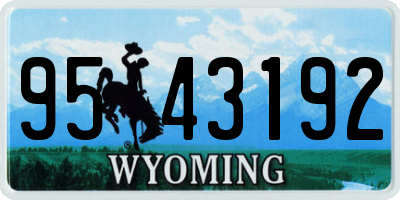 WY license plate 9543192