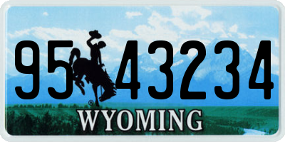 WY license plate 9543234