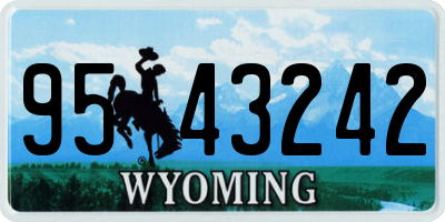 WY license plate 9543242